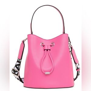 KARL LAGERFELD PARIS Adele Medium Drawstring Bucket Bag NEW WITH TAGS